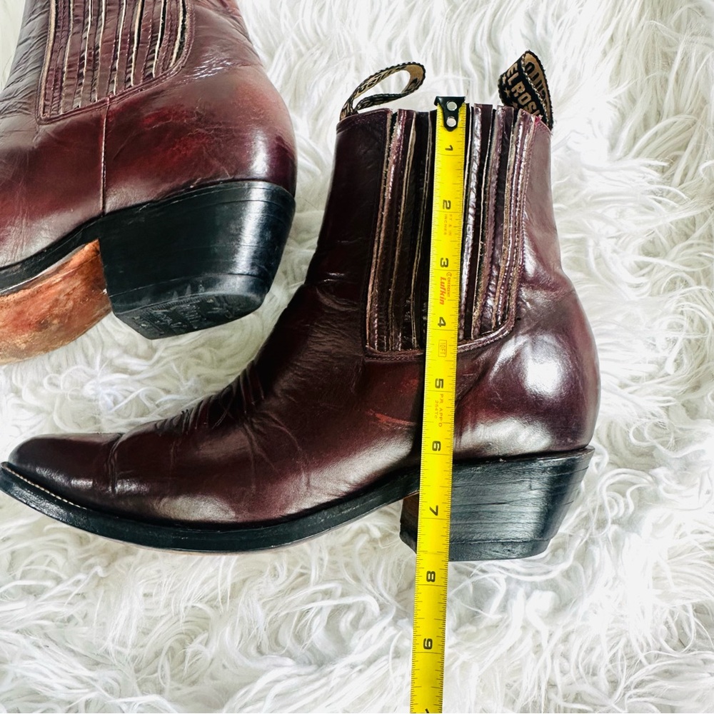 Mens Burgundy Leather Western Boots - Picture 12 of 16